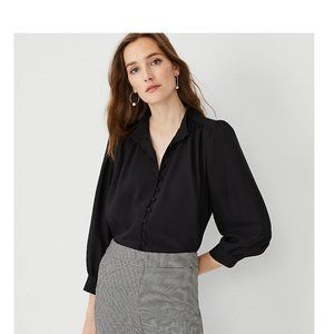 Ann Taylor Draped Sleeve Button Front Top